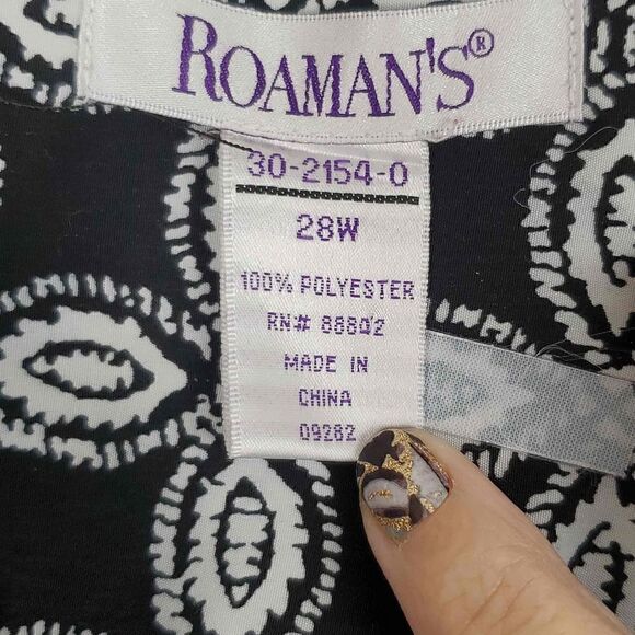 Roman's Black and White Button-up Blouse. Size 28 - Picture 6 of 11